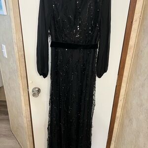 Elegant Black Sequin Evening Dress